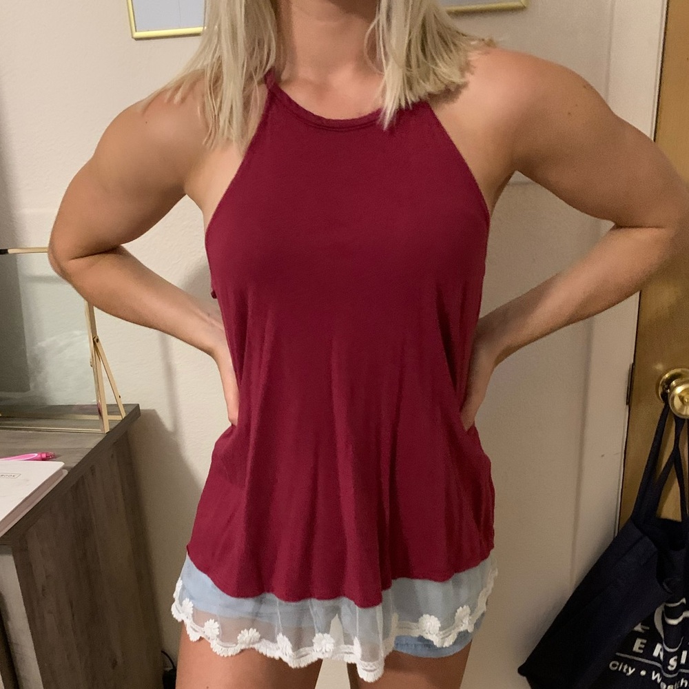 Maroon Sleeveless Top